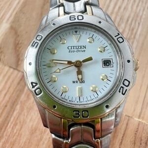 Citizen eco-drive ladies silver tone solar dress watch